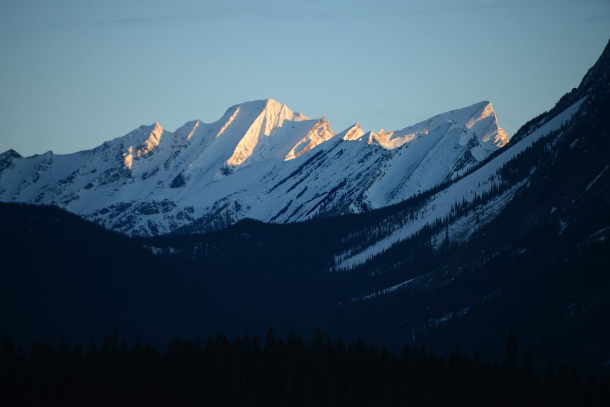 30B Ridge Of Noetic Peak Sunrise From Trans Canada Highway Driving Between Banff And Lake Louise in Winter